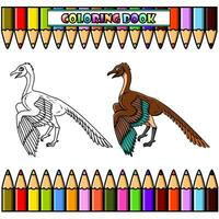 Cartoon archaeopteryx for coloring book vector
