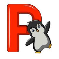 Illustration of P letter for Penguin vector