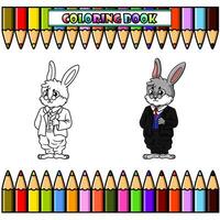 Cool Cute Rabbit wearing a suit and glasses for coloring book vector