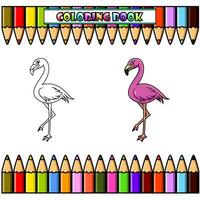 Cartoon  flamingo for coloring book vector