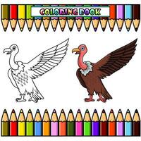 Cartoon vulture waving wings for coloring book vector