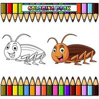 Cute cockroach cartoon for coloring book vector