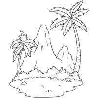 hand drawn of Volcano mountain  line art vector