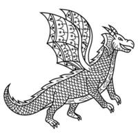 Hand drawn of dragon in zentangle style vector