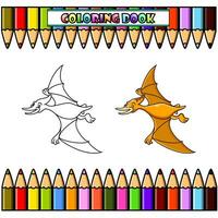 Cartoon pterodactyl for coloring book vector