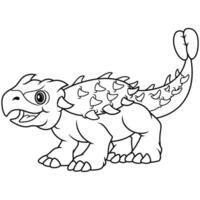 Illustration of Cartoon Dinosaur ankylosaurus line art vector