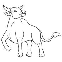 Cartoon buffalo isolated on line art vector