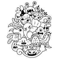 Hand drawn of cute monster doodle vector