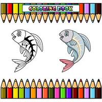 dibujos animados radiografía pescado para colorante libro vector