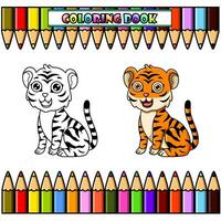 dibujos animados Tigre para colorante libro vector