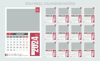 2024 negocio pared calendario modelo colocar. 12 página pared calendario. vector