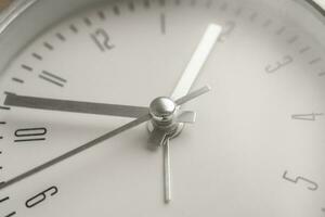 close up of silver metal clock photo