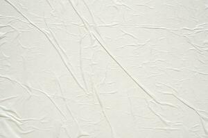 White blank crumpled and creased paper poster texture background photo