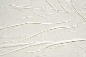 White blank crumpled and creased paper poster texture background photo