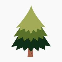 A cute plain Christmas tree, spruce, pine, conifer without decoration, flat vector illustration isolated on white background. Merry Christmas and Happy New Year.