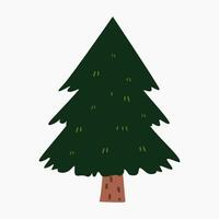 A cute plain Christmas tree, spruce, pine, conifer without decoration, flat vector illustration isolated on white background. Merry Christmas and Happy New Year.