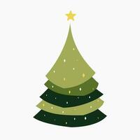 A cute Christmas tree with lovely decoration flat vector illustration isolated on white background. Merry Christmas and Happy New Year