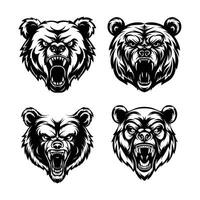 Angry bear head icon isoleted set illustration vector