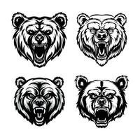 Angry bear head icon isoleted set illustration vector