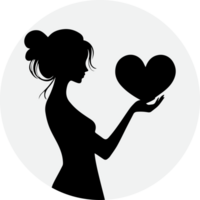 Single Silhouette von Frauen Hände halten Herz Form. Symbol von Liebe auf Valentinstag Tag Vektor Illustration png