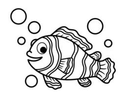 Clown Fish Coloring Page For Children vector