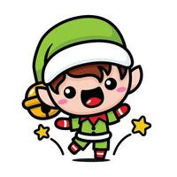 Cute And Kawaii Christmas Elf Dancing vector
