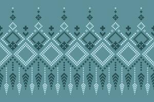Indigo navy blue geometric traditional ethnic pattern Ikat seamless pattern border abstract design for fabric print cloth dress carpet curtains and sarong Aztec African Indian Indonesian vector