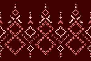 Red traditional ethnic pattern paisley flower Ikat background abstract Aztec African Indonesian Indian seamless pattern for fabric print cloth dress carpet curtains and sarong vector