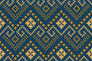 Indigo navy blue geometric traditional ethnic pattern Ikat seamless pattern border abstract design for fabric print cloth dress carpet curtains and sarong Aztec African Indian Indonesian vector