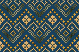 Indigo navy blue geometric traditional ethnic pattern Ikat seamless pattern border abstract design for fabric print cloth dress carpet curtains and sarong Aztec African Indian Indonesian vector