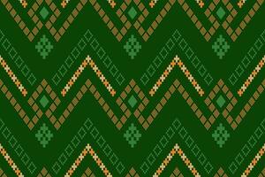 Green Cross stitch colorful geometric traditional ethnic pattern Ikat seamless pattern border abstract design for fabric print cloth dress carpet curtains and sarong Aztec African Indian Indonesian vector