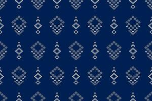 Indigo navy blue geometric traditional ethnic pattern Ikat seamless pattern border abstract design for fabric print cloth dress carpet curtains and sarong Aztec African Indian Indonesian vector