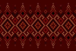 Red traditional ethnic pattern paisley flower Ikat background abstract Aztec African Indonesian Indian seamless pattern for fabric print cloth dress carpet curtains and sarong vector