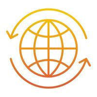 an icon of a globe with arrows around it vector