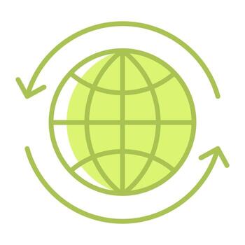 an icon of a globe with arrows around it vector