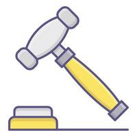 a judge's hammer and a wooden block on a white background vector