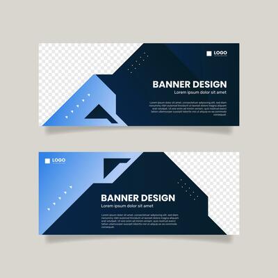 Business banner template with image. - Vector.