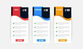 Pricing table template design. - Vector. vector