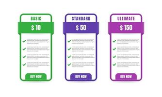 Pricing table template design. - Vector. vector