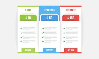 Pricing table template design. - Vector. vector