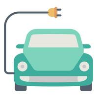 electric car with plug and plug socket vector