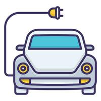 electric car with plug and plug socket vector