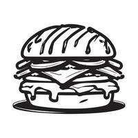 mano dibujado ilustración de hamburguesa, hamburguesa, hamburguesa con queso vector