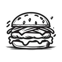 hand drawn illustration of burger, hamburger, cheeseburger vector