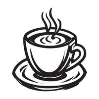 hand drawn illustration of hot drink served on the glass, coffee, chocolate, tea vector