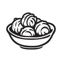 hand drawn illustration of indonesian meatball served on the bowl vector