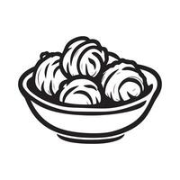 hand drawn illustration of indonesian meatball served on the bowl vector