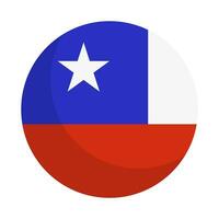 Flat design round Chilean flag icon. Vector. vector