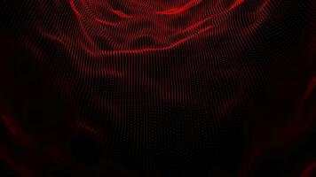 Abstract red particle waving texture with glowing particles. Cyber or technology digital background video