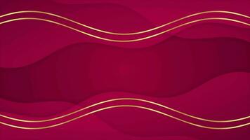 Dark Magenta red and golden abstract geometric motion techology background. Seamless looping background animation video